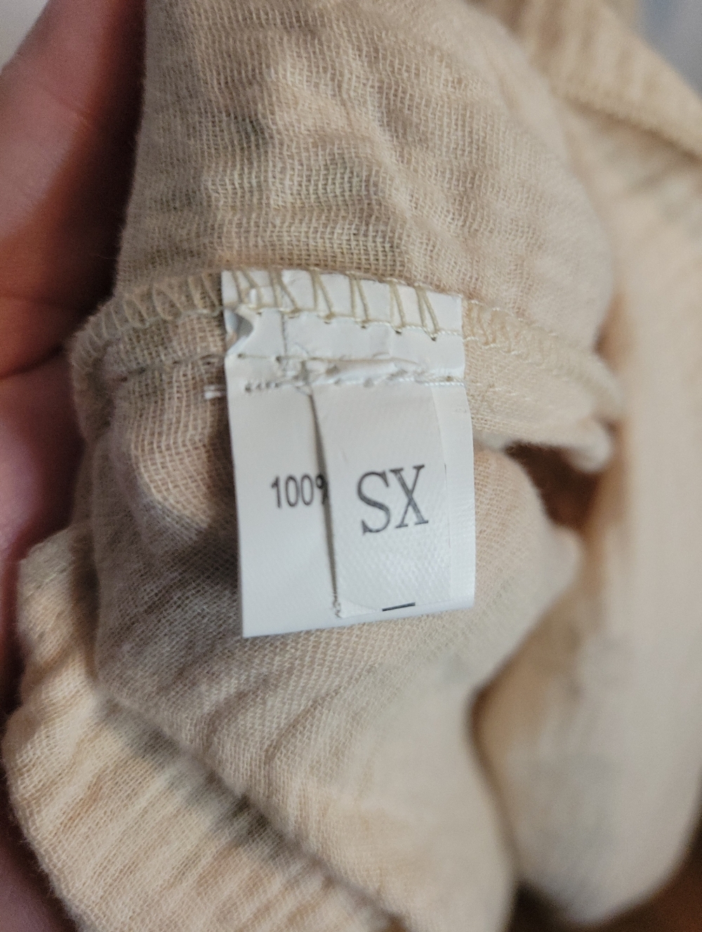 Cotton Textured Blush Cream Long Sleeve Maxi Dress With Smocked Bodice - Picture 10 of 12